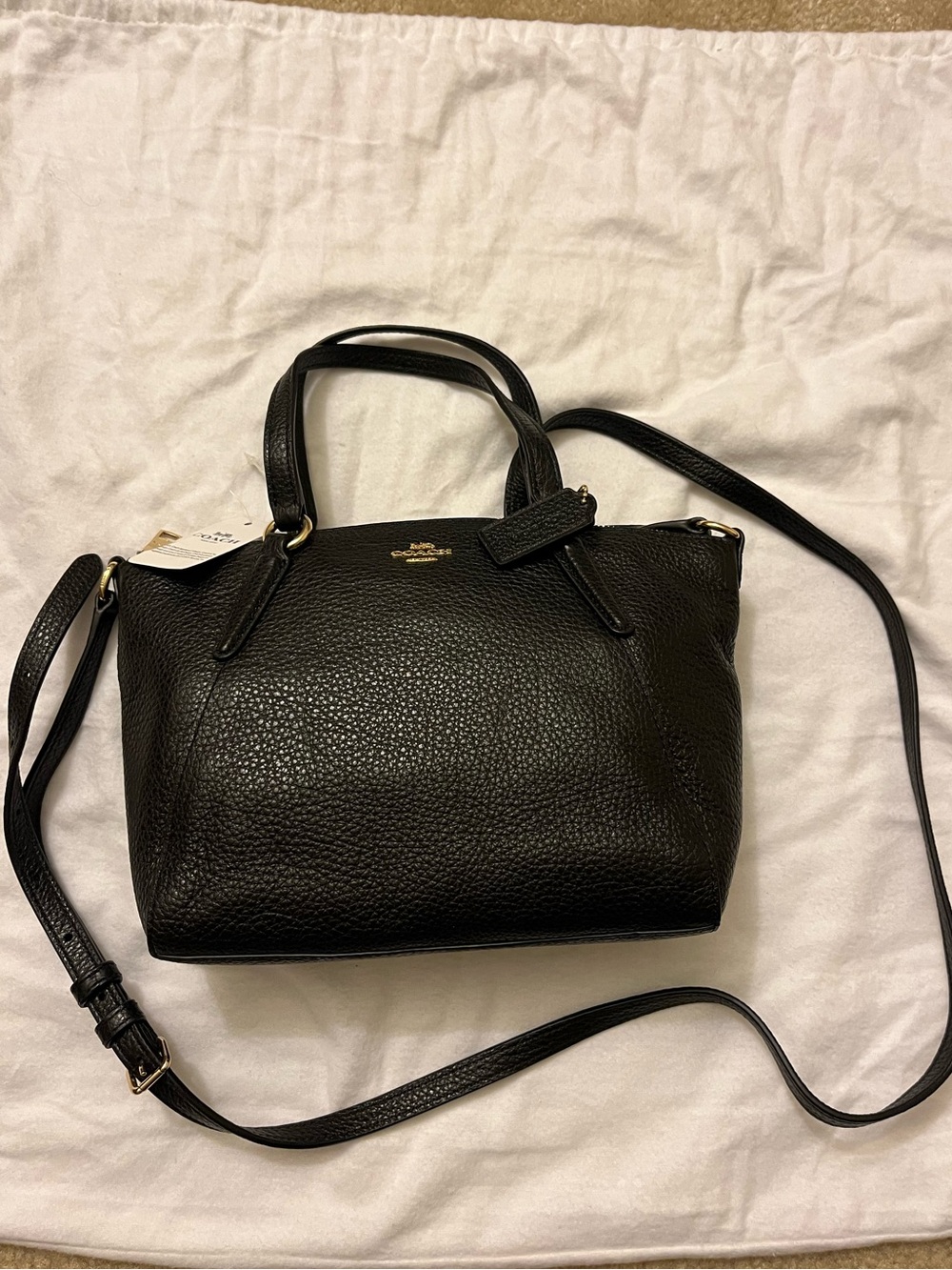 NWT Coach Black Pebbled Leather Satchel with Gold Hardware